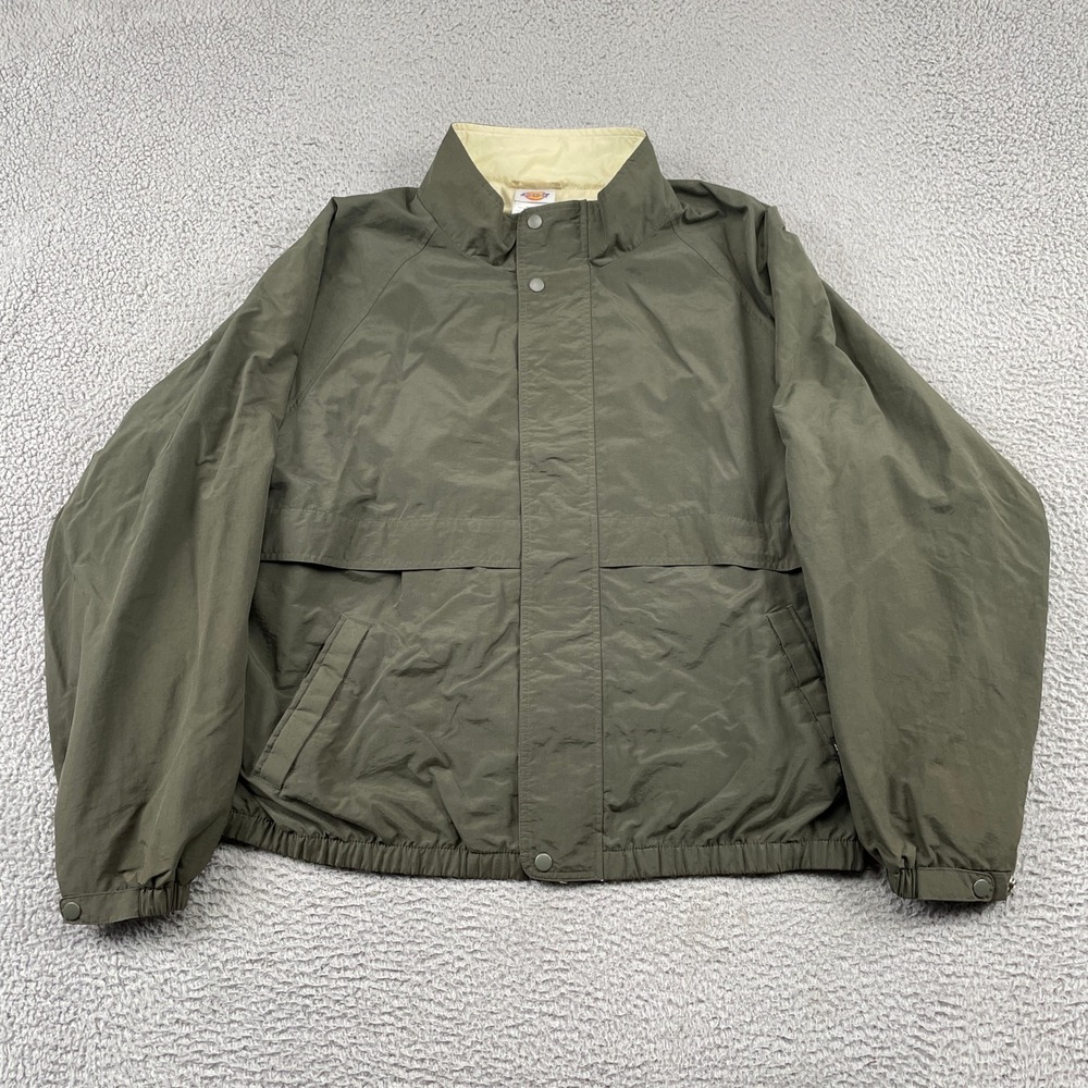 Dickies Jacket Mens 2XL Green Windbreaker Full Zip High Neck Nylon Lightweight